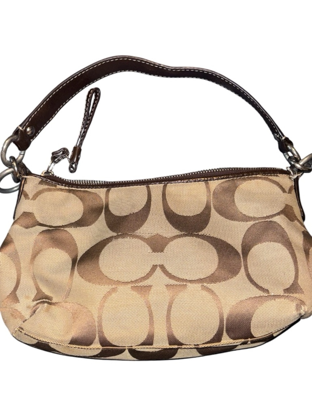 Coach Tan and Brown Signature Canvas Purse with Card Case - Picture 9 of 14